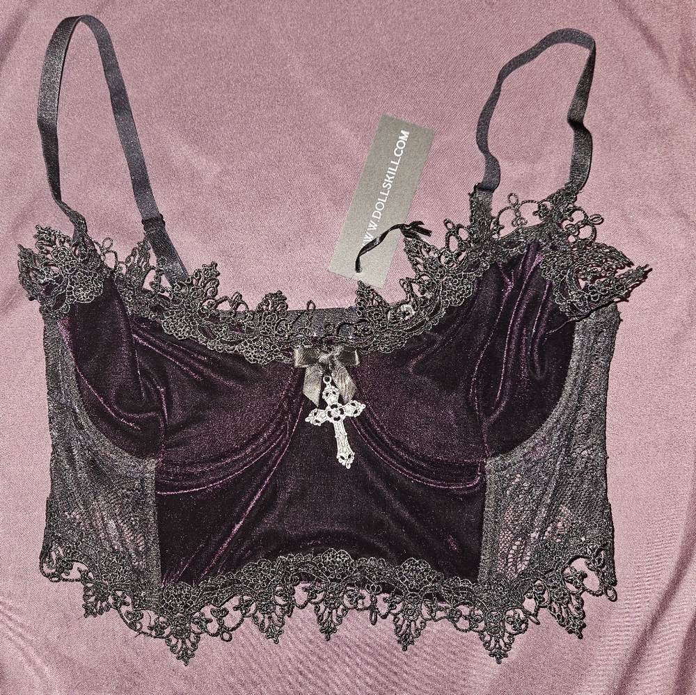 Morphine Eyes Velvet Bra Purple